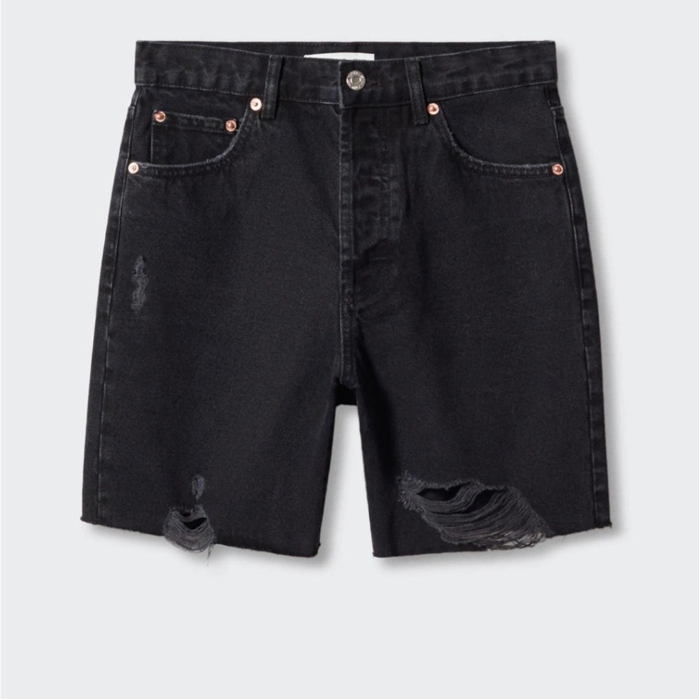 Decorative ripped denim bermuda shorts. Black size 2 from mango. Never worn